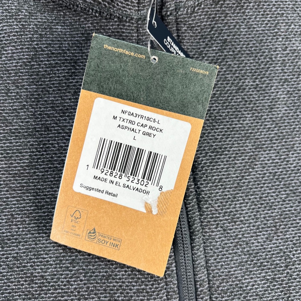 The North Face Mens Textured Cap Rock Quarter Zip Fleece Asphalt Grey Size L - Picture 2 of 7